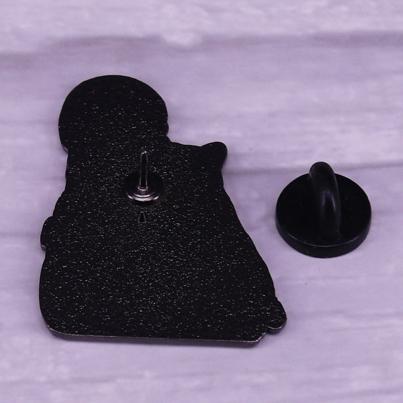 Skeleton Holding A Cat Lapel Pin