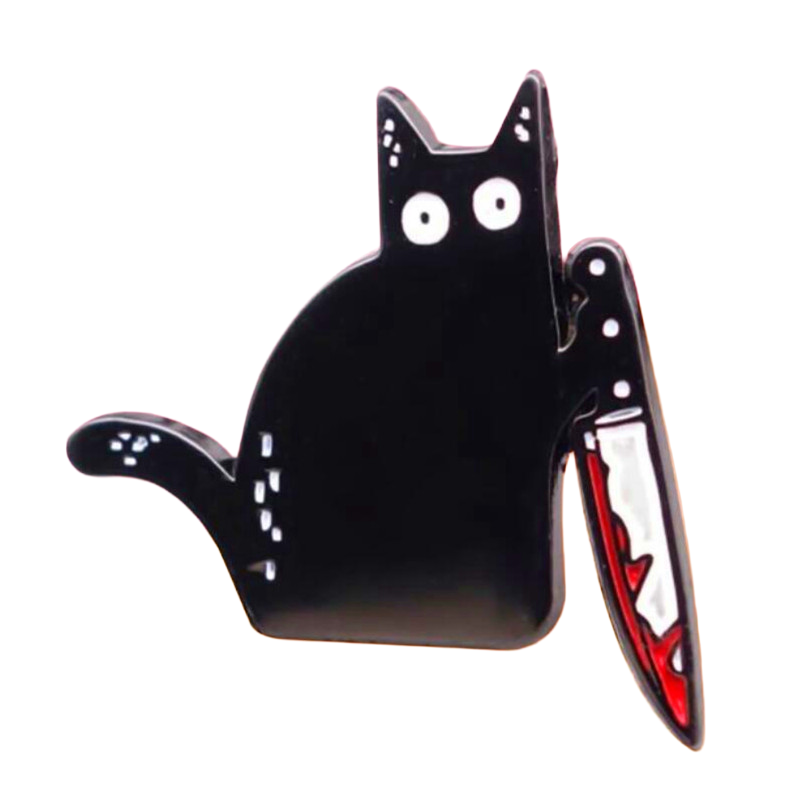 Cat Holding A Knife Lapel Pin