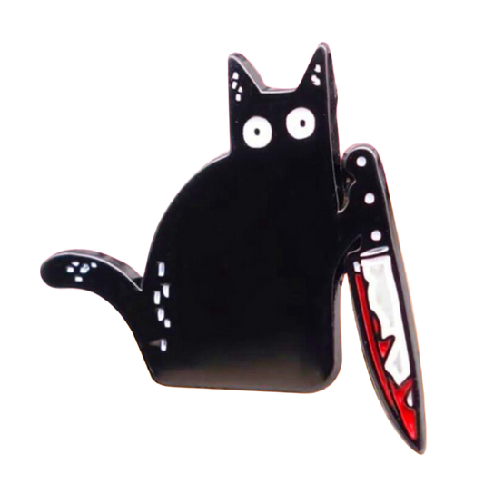 Cat Holding A Knife Lapel Pin